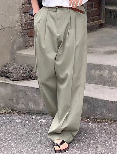  Herren Leinenhose Baumwollhosen Hose Hosen Sommerhosen Tasche Gerade geschnitten Glatt Komfort Atmungsaktiv Urlaub Täglich Festtage Hawaiianisch Boho Armeegrün Marineblau