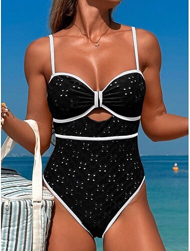  Femme Maillots de Bain Une pièce Maillot de bain Dos Nu Contrôle du Ventre Taille haute Mince Vacances Tenues de plage Couleur unie Col V Sans Manches Maillots de bain