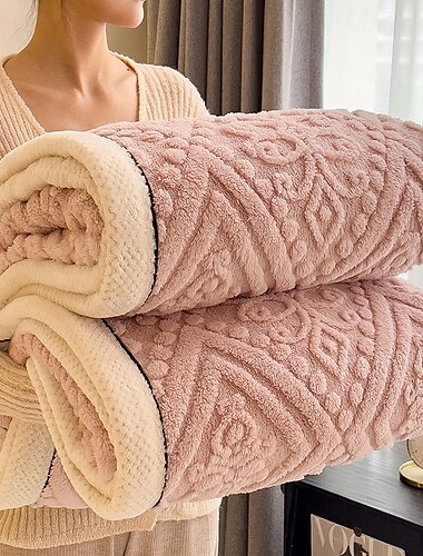  Couverture Sherpa en polaire épaisse et chaude pour lit d'hiver, super douce, duveteuse, en flanelle, en laine, réversible, en velours, pour lit double, queen, king