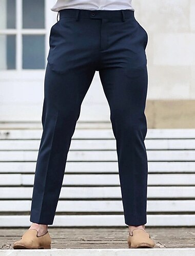  Pánské Oblekové Kalhoty Kalhoty chinos Knoflíky Kapsy Bez vzoru Pohodlné Po kotníky Formální Párty Práce Módní Klasický styl Černá Námořnická modř Lehce elastické