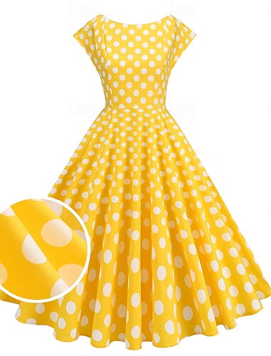  Jaren '50 Retro vintage rockabilly Jurken Swing Jurk Flare Jurk Polka dots Kostuum Dames Maskerade Evenement / Feest Vrijgezellenfeest Festival Volwassenen Kleding Homecoming-jurken