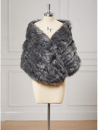  Capas elegantes de piel sintética, capas sin mangas, capas de piel sintética para boda con plumas / piel para boda en otoño&amp; invierno