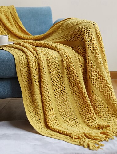  Couverture de canapé de style nordique, design minimaliste de couleur unie, parfaite pour une utilisation estivale dans les bureaux ou les espaces climatisés, tricot doux et léger, idéal pour les
