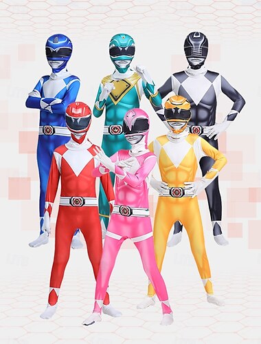  Mächtige Morphin Power Rangers Tommy Oliver Cosplay Kostüm Overall Cosplay Halloween Film Cosplay for Herren Damen Jungen Kinder Erwachsene Halloween Karneval Maskerade