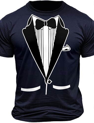  Herren Smoking Kostüm T Shirt T-Shirt 100% Baumwolle Kurzarm Grafik Hemd Schwarz Weiß Armeegrün Bequemes T-Shirt Straße Cosplay Kostüme Modedesigner-Kleidung