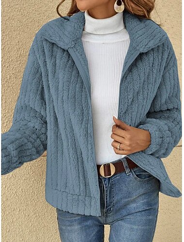  Women's Casual Jacket Outdoor Patchwork Solid Color Windproof Fashion Regular Fit Outerwear Long Sleeve Fall Navy S