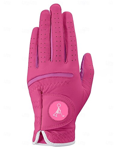  Golf Handschoen Golf Lange Vinger Dames Zweetafvoerend Duurzaam Anti-slip Leder Kunstleer Buiten Wit Fuchsia