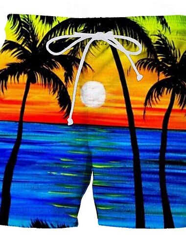  Herren Badehose Badeshorts Schnelltrocknend Boardshorts Badeanzug Kordelzug Mit Taschen Schwimmen Surfen Strand Wassersport Farbverlauf Streifen Sommer Frühling