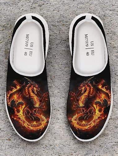  Slip-On-Sneaker aus Mesh mit Drachen-Print für Herren – leichte, atmungsaktive Sportschuhe zum Laufen, fürs Fitnessstudio und für die Freizeit