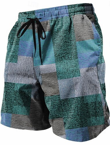  Herren Farbblock Patchwork Shorts Sommershorts Strandshorts Mittlere Taille Streetwear Hawaiianisch Lässig Täglich Ferien Tasche Kordelzug Elastischer Bund Designer Bekleidung