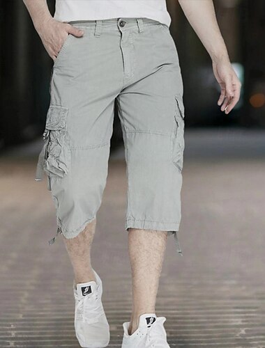  Per uomo Pantaloncini Cargo Capri Pantaloncini modello cargo Pantaloncini Maglia da escursione Multi tasca Liscio Comfort Indossabile Polpaccio Esterno Informale Campeggio e hiking Di tendenza