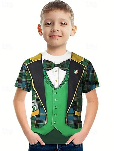 Svatý Patrik Chlapecké 3D Grafika Tričko Košilky Krátký rukáv Léto Jaro Módní Základní Děti 4-12 let Tričkový Venkovní Ležérní Denní Běžný