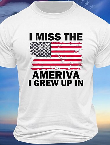  Herren Amerikanische US-Flagge Mit Buchstaben bedruckt Patriotisch T Shirt T-Shirt 100% Baumwolle Kurzarm Grafik Hemd Schwarz Weiß Armeegrün Bequemes T-Shirt Urlaub Straße Modedesigner-Kleidung