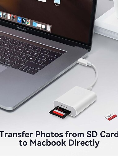  usb c sd kaartlezer sd kaartadapter met dubbele kaartsleuven voor iphone 15 pro ipad mac macbook laptop android usb-c/typec hogesnelheid trail camera viewer geheugenkaartlezer plug and play