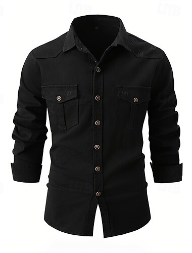  Herren Hemd Sommerhemd Freizeithemd Knopfhemd Schwarz Blau Kaki Hellgrau Armeegrün Langarm Einfach Revers Urlaub Hawaiianisch Button-Down Bekleidung Mode Lässig Bequem