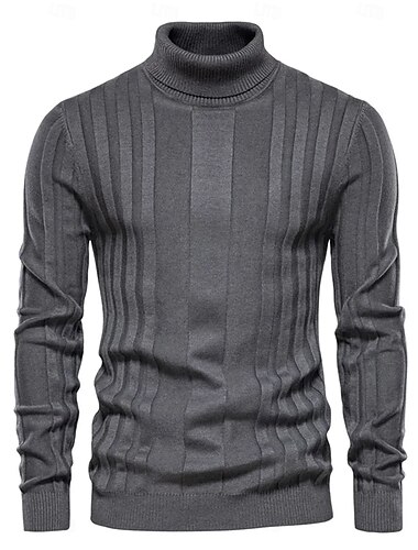  Herr Tröja Pullover tröja Stickat Ribbad Sticka Vanliga toppar Färgblock Polokrage Stickat Neutral Utomhus Kläder Vår & Höst Svart Gul S M L