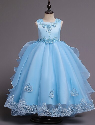  Blumenmädchenkleid Kinder Mädchen Prinzessinenkleid Leistung Hochzeit Party Elegant Schön Gitter Feste Farbe Ärmellos Rundhalsausschnitt Weinrot Weiß 4 Jahre +
