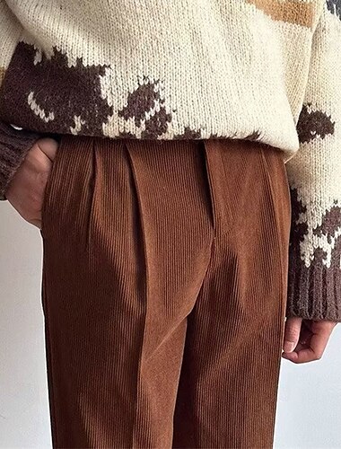  Herren Abschlußfeier Anzughose Cordhose Neapel Hosen Hose Tasche Einfarbig Komfort Formell Party Arbeit Mode Klassicher Stil Dunkelgrün Aprikose Mikroelastisch