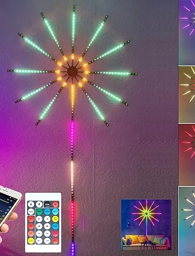  slimme vuurwerk led-verlichting led-lichtbalk met afstandsbediening muziek- en geluidssynchrone verlichting voor straatversieringen, ramen en muren, geschikt voor kerstbruiloften, bars