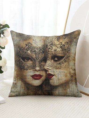  Housse de Coussin Décoratif Vintage pour Femmes 1PC Housse de Coussin Carré Doux pour Canapé Housse de Coussin pour Chambre Salon Fauteuil