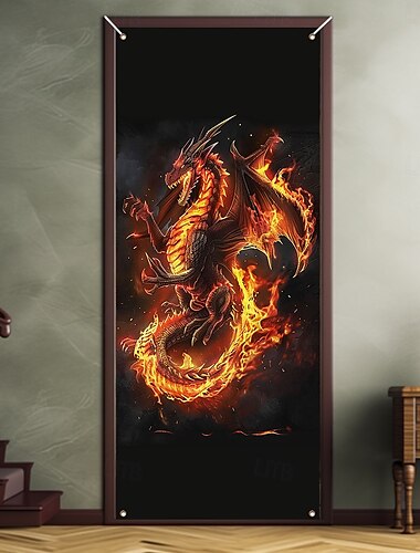  zvířecí dekorace dveří kryty dveří požární drak dveře gobelín dekorace závěs dveří pozadí vnitřní / venkovní banner dveří pro přední dveře statku