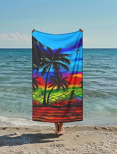  Serviette de plage Sunshine and Beach de qualité supérieure, ultra douce, absorbante, légère, durable, séchage rapide, design dynamique, parfaite pour la plage, la piscine, les bains de soleil, les voyages, accessoire d'été, confortable et élégant