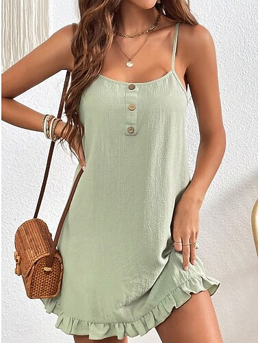  Per donna Abito Midi Misto cotone Abito a Tubino Vestito Estivo Vestito Canotta Elegante Essenziale Casual Quotidiano Vacanza Vestibilità regolare Semplice Senza Maniche Collo a U Blu Nero Giallo