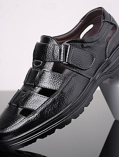  Braune Kunstledersandalen für Herren – Robustes Cut-Out-Design mit verstellbarem Riemen, bequeme Freizeitschuhe für den Sommer und Outdoor-Aktivitäten