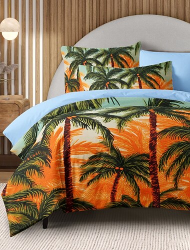  100% cotone Coconut Grove modello arancione copripiumino copripiumino morbido set biancheria da letto di lusso in 3 pezzi decorazioni per la casa regalo re regina completa