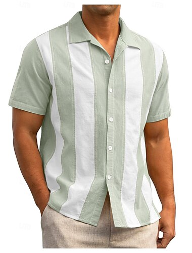  Herren Hemd Sommerhemd Lässiges Hemd Bowling-Shirt Schwarz Grün Kaki Kurzarm Farbblock Kragen Täglich Ausgehen Bekleidung Modisch Brautkleider schlicht Komfortabel
