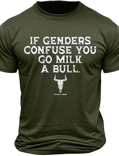  T-shirt graphique pour homme  "Si les genres vous confondent allez traire un taureau" T-shirt à manches courtes. Déclaration de style de vie audacieuse.