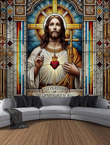  Hängender Teppich Jesus Kreuz Wandkunst Großer Wandteppich Mural Dekor Fotografie Hintergrund Decke Vorhang Heim Schlafzimmer Wohnzimmer Dekoration