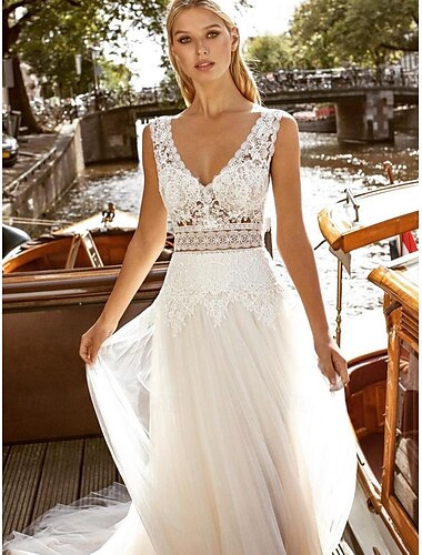  Hochzeitskleider Ballkleid V Ausschnitt Reguläre Träger Kirchen Schleppe Satin Brautkleider Mit Plissee Gerafft 2025