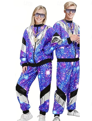  Hippie Jaren '80 Street Style Outfits Jack Korte broek Schijf Voor heren Dames Carnavalskostuum Maskerade Feest / Uitgaan Dagelijks gebruik Casual / Dagelijks Volwassenen Top Broeken