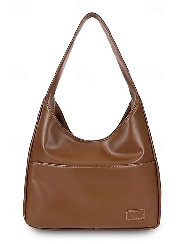  Women's Faux Leather Hobo Shoulder Bag – Minimalist Casual Design for Daily Use and Work Color Black White Brown