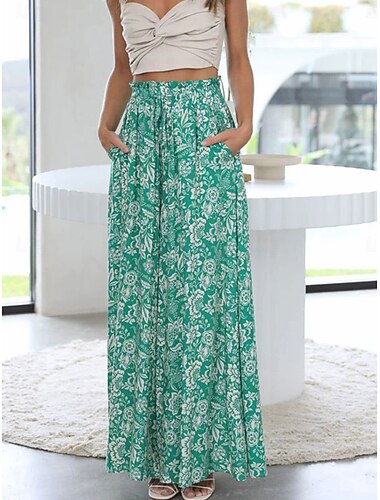  Damen Frech Chinesisch Chino Modisch Strassenmode Casual In voller Länge Hoher Taillenbund Glatt Tasche Kordelzug Bequem Weich Komfortabel Mikro-elastisch Outdoor Urlaub Strasse Waldgrün Orange