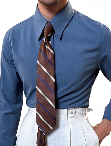  Herren Hemd Hemd mit Spearpoint-Kragen Oberhemd Knopfhemd Glatt Hochzeit Party Schwarz Weiß Blau Orange Langarm Kargen Frühling & Herbst Bekleidung
