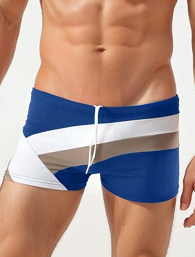  Homens Calção Justo de Natação Shorts de Natação Elastano Roupa de Banho Calças Natação Surfe Praia Esportes Aquáticos Retalhos Verão Primavera