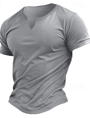  Hombre Camiseta de mezcla de algodón Manga Corta Escote en Pico Verano Plano Moda Clásico Cómodo Escote en V Calle Casual Deportes Bleu Ciel Marrón Oscuro Negro Camiseta superior para hombre