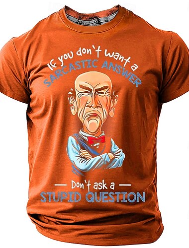  Herren Lustig T Shirt Kurzarm T-Shirt 3D-Druck Rundhalsausschnitt Hemd Mode Täglich Straße Täglich Schwarz Orange Dunkelgray Sommer Frühling Bekleidung S M L XL XXL XXXL