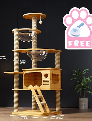  Arbre à chat de 54,33 po / maison d'arbre à chat et tours pour grand chat / arbre à chat grimpant avec condo pour chat / griffoir pour arbre à chat / grand arbre à chat à plusieurs niveaux