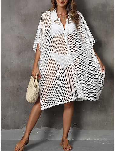  Mujer Bañadores Tapadera Vestido de Baño Traje de baño Cortado Vacaciones Ropa de playa Plano Manga Larga Trajes de baño
