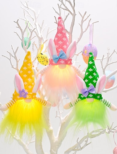  Muñeca de Pascua sin rostro con orejas largas: lámpara decorativa iluminada para fiestas en interiores y decoraciones para el hogar con ambiente festivo, 1 pieza