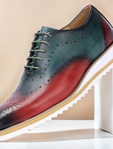  Oxford-Schuhe aus hochwertigem Rindsleder mit Farbverlauf für Herren – handbemaltes perforiertes Design mit leichter Sohle für geschäftliche und formelle Anlässe