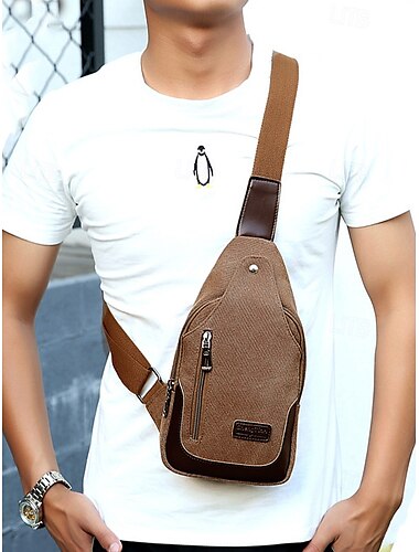  pánská plátěná taška přes rameno - odolný crossbody batoh přes rameno s kapsami na zip, ležérní styl pro cestování, turistiku a každodenní použití černá army zelená modrá
