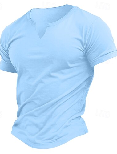  Herren T-Shirt aus Baumwollmischung Kurzarm V Ausschnitt Sommer Einfach Mode Klassisch Bequem V-Ausschnitt Straße Lässig Sport Hellblau Dunkelbraun Schwarz Top T-Shirt für Herren