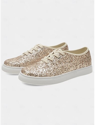  sneakers con lacci glitterati dorati: scarpe eleganti e comode per uscite informali o feste di matrimonio