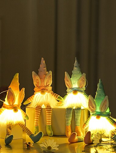  Conejo enano de patas largas que se ilumina para Pascua, decoración para ambientes de restaurante y fiestas en interiores, regalo, 1 pieza