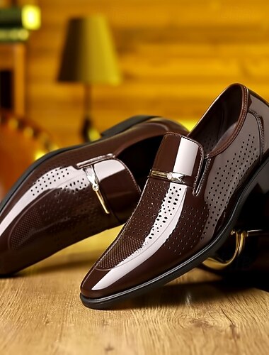  Herre Tøfler & Slip-ons Penny Loafers Klassiske loafers PU / Læder Bekvem Skridsikker Hjemmesko Sort Kaffe