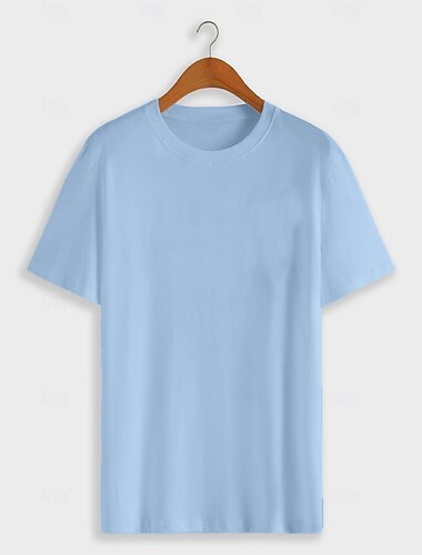  Herren T Shirt Kurzarm Rundhalsausschnitt Sommer Frühling Einfarbig Elegant Neutral Täglich Rundhalsausschnitt Schule Training Outdoor Hellblau Schwarz Weiß Top T-Shirt für Herren